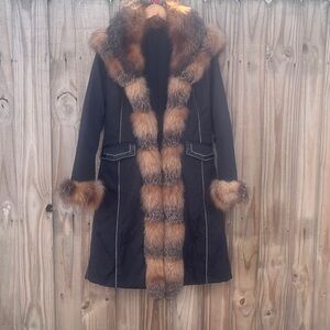 Vintage- Fox Fur-Trimmed Coat